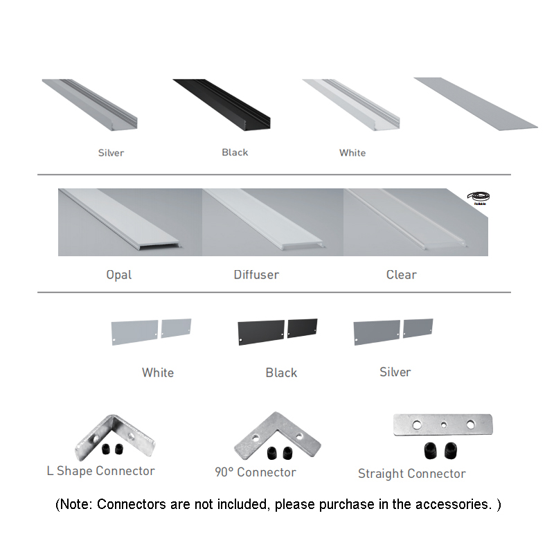 Large LED Strip Channel Aluminum Profile For LED Tape Lighting - Inner Width 53mm Large LED Strip Channel Aluminum Profile For LED Tape Lighting - Inner Width 53mm